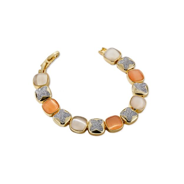 Mesmera 14K Altın Kaplama Kare Rose Gold Simli Taş Bileklik resmi