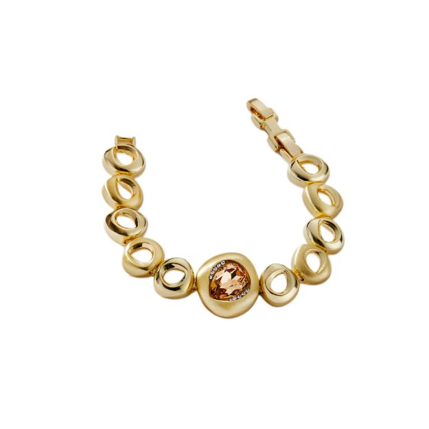 Mesmera 14K Altın Kaplama Halka Desenli Taşlı Bileklik resmi