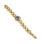 Mesmera 14K Altın Kaplama Halka Desenli Mavi Taşlı Bileklik resmi