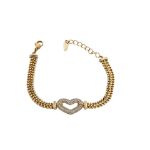 Mesmera 14K Altın Kaplama Kalpli Zincir Bileklik resmi