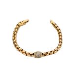 Mesmera 14K Altın Kaplama Silindir Model Taşlı Zincir Bileklik resmi