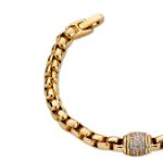 Mesmera 14K Altın Kaplama Silindir Model Taşlı Zincir Bileklik resmi