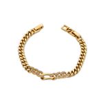 Mesmera 14K Altın Kaplama Kelepçe Taşlı Zincir Bileklik resmi