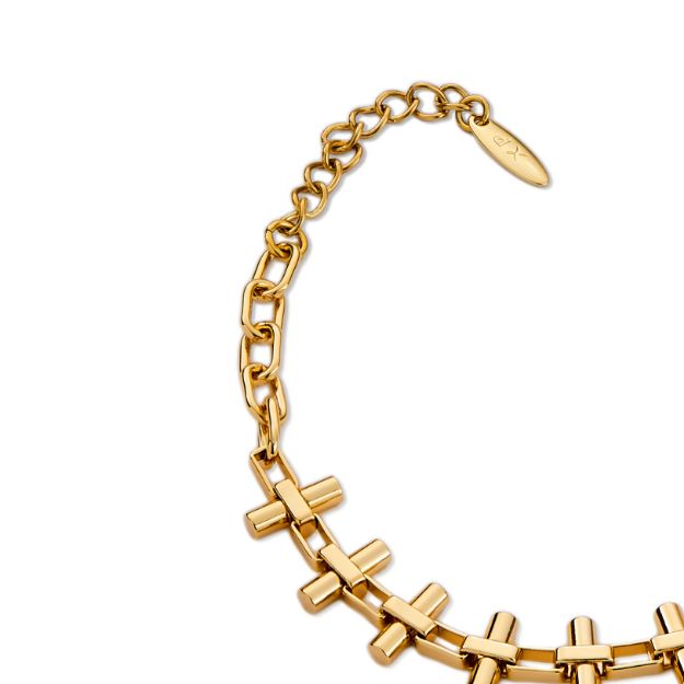 Mesmera 14K Altın Kaplama Çubuk Zincir Bileklik resmi