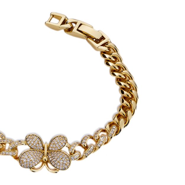 Mesmera Altın Kaplama Kelebek Taşlı Bileklik 17 cm resmi