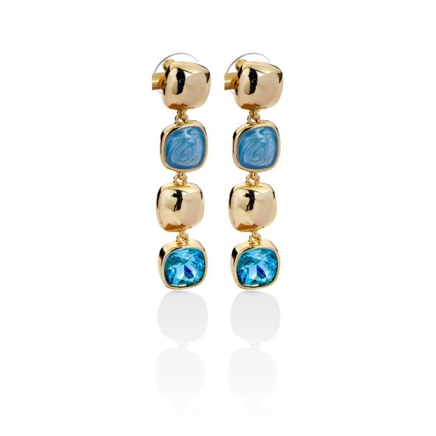 Mesmera 14K Kaplama Mavi Taşlı Küpe resmi