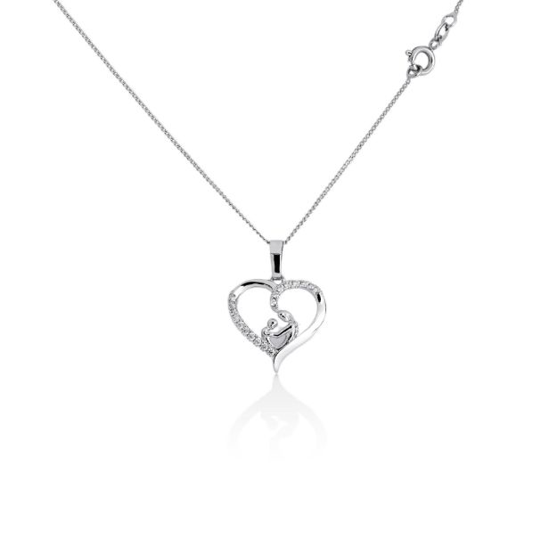 Mesmera Anne Çocuk Temalı Kaplı Kolye Gümüş Kaplama resmi