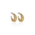 Mesmera 14K Altın Kaplama Halka Hasırlı Küpe resmi