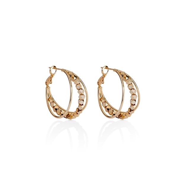 Mesmera 14K Altın kaplama 3'lü Halka Küpe resmi